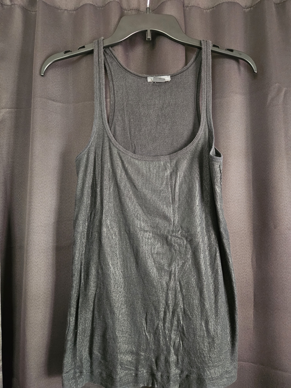 Armani Exchange Shimmery Black Scoop Neck Tank